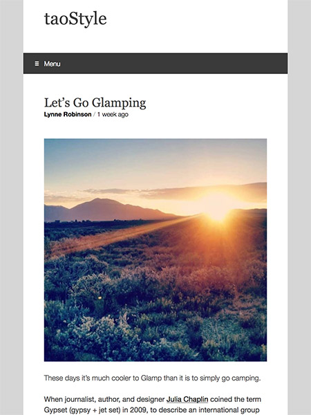 Let's Go Glamping | taoStyle.net May 2018